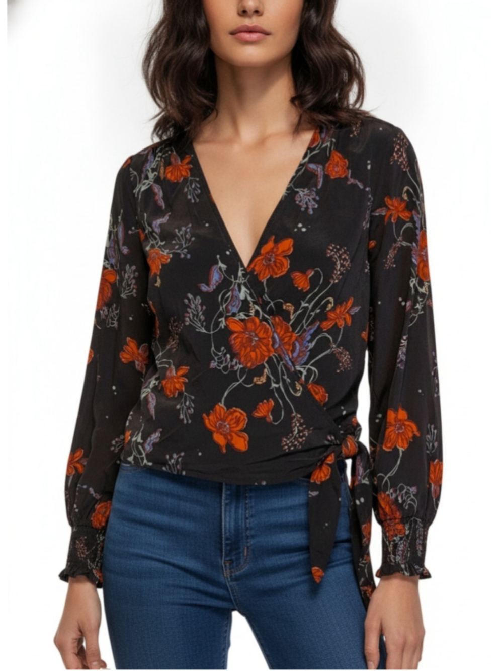 Madewell Floral Wrap Blouse Size Medium